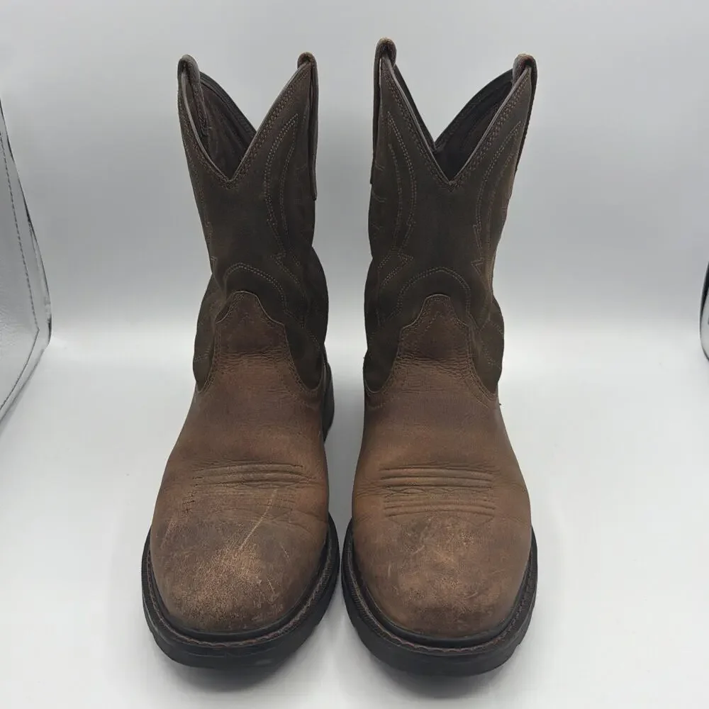 Ariat Work Groundbreaker Pull On Brown Leather Boots 10014238 Mens Size 9.5 D
